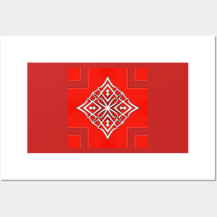 Bright Red Kaleidoscope Pattern (Seamless) 21 Posters and Art